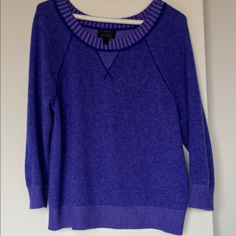 J. Crew Purple Italian Cashmere  Crewneck Sweater - Picture 2 of 4